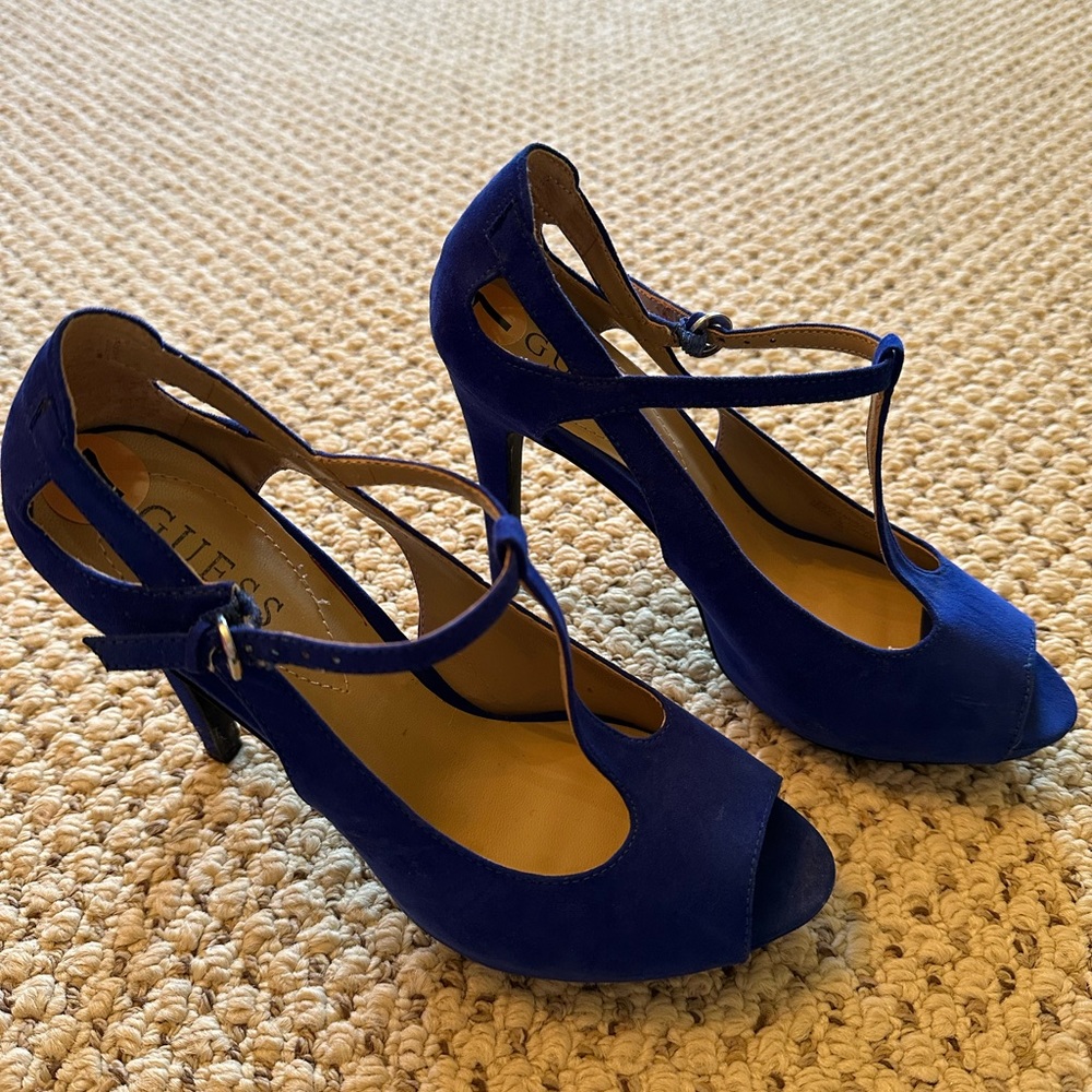 Size 7 Guess Blue Suede heels